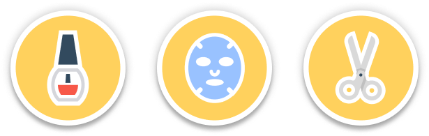 네일아트, 마스크팩, 가위 아이콘