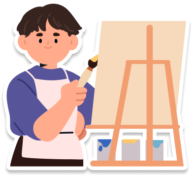 미술 실습하는 학생